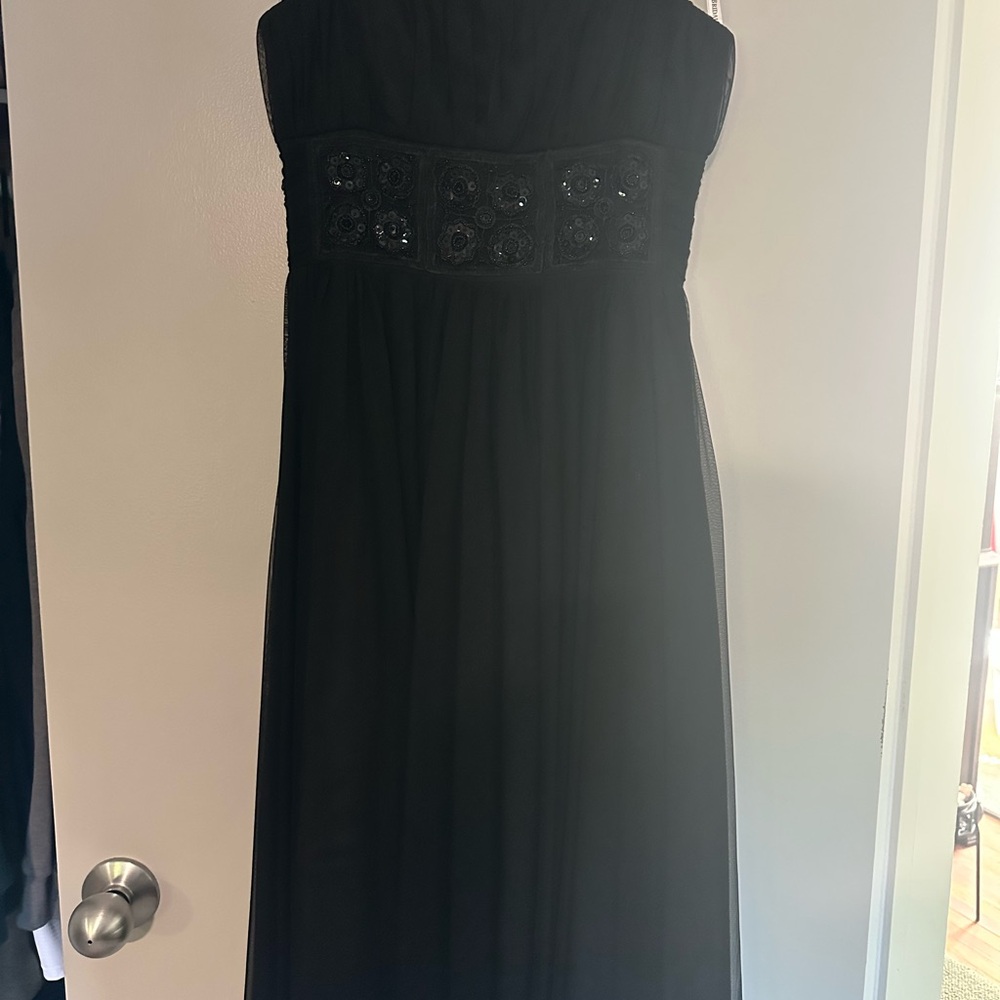 Black Midi Dress with Embellished  Waistband